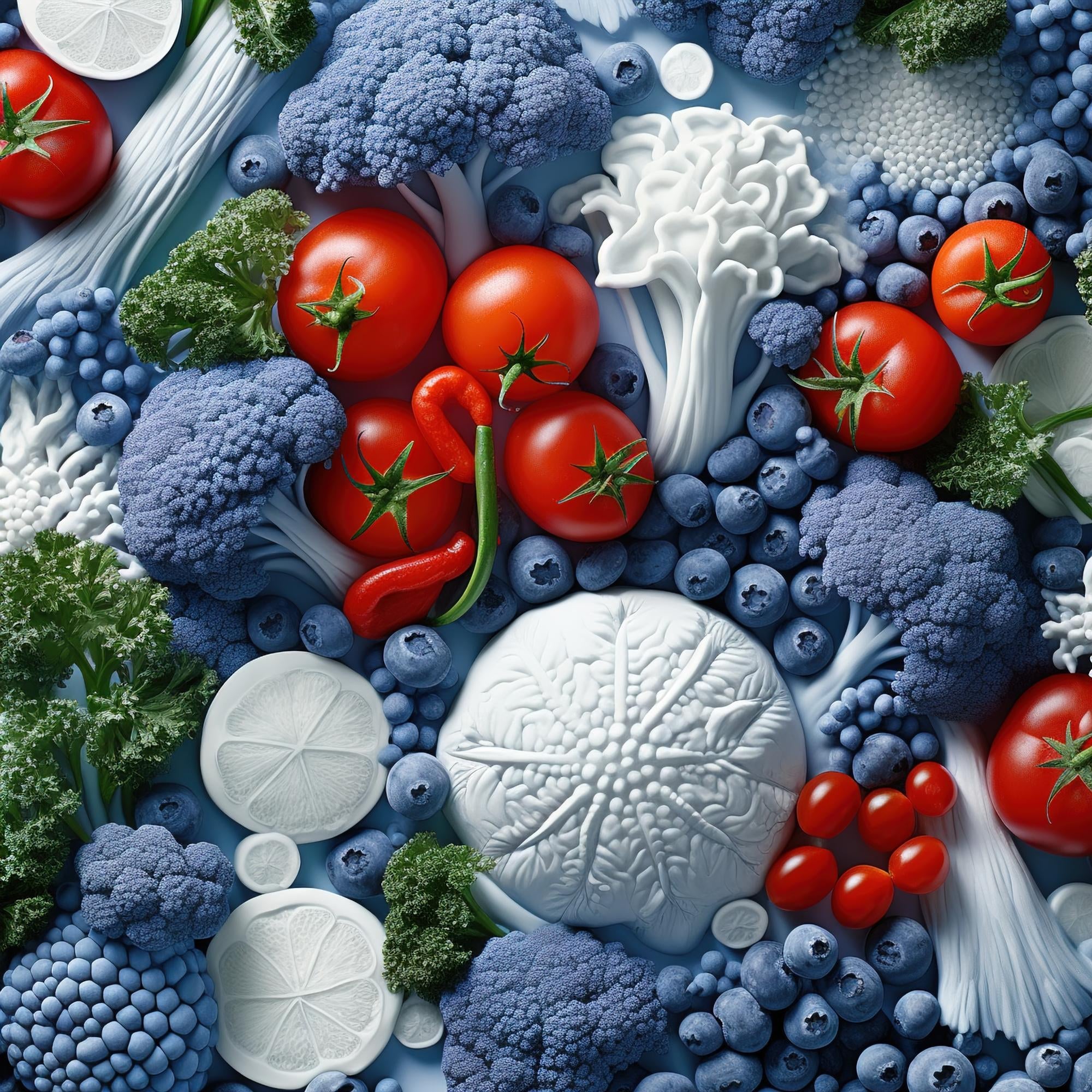 Assortment of colorful fruits and veggies promotes gut health with fiber supplements, enriching diets for overall digestive wellness.