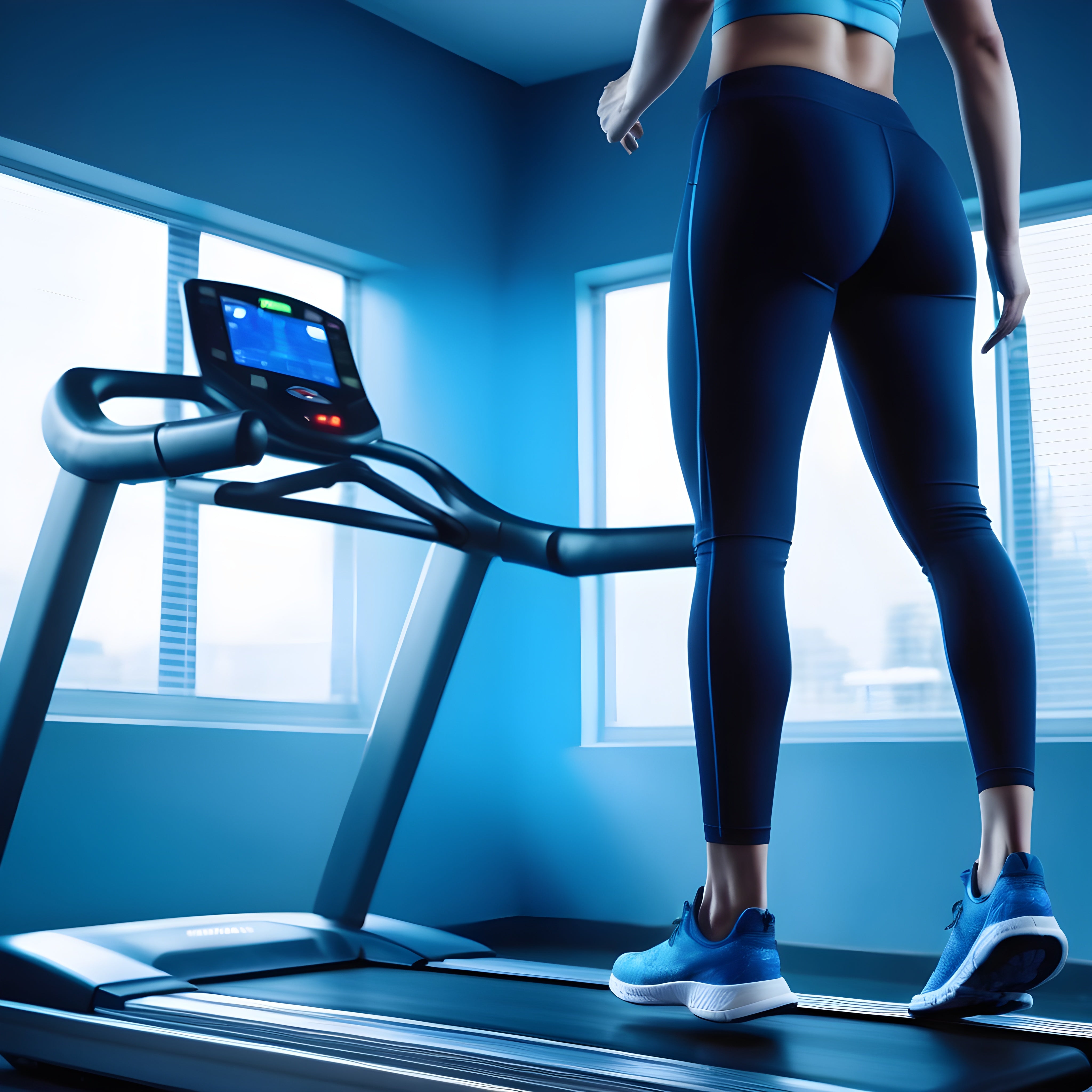 Person in workout attire on treadmill in modern gym, focused on fat-burning for a healthier physique.