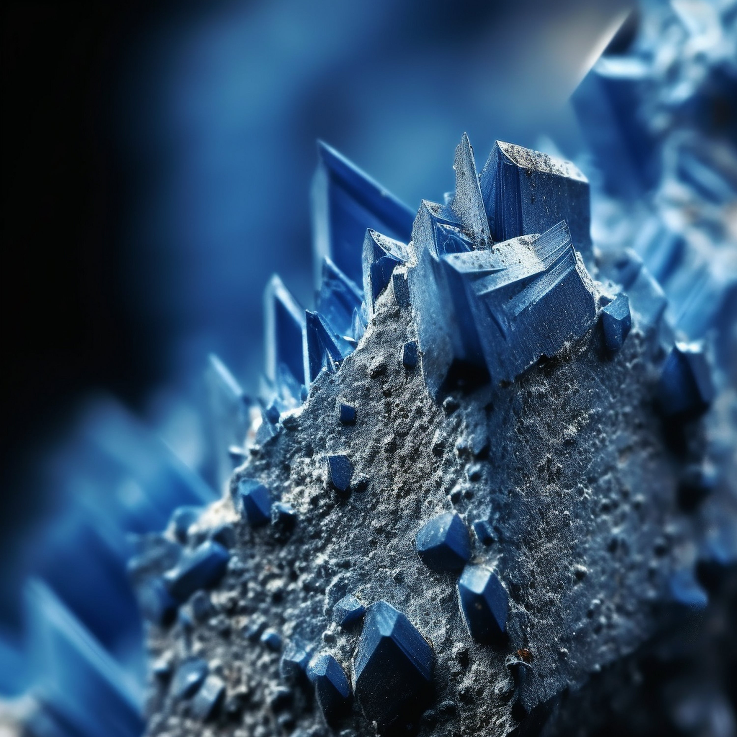 Close-up of vivid blue crystals emerging from textured rock, symbolizing minerals and nerve function for metabolic clarity.